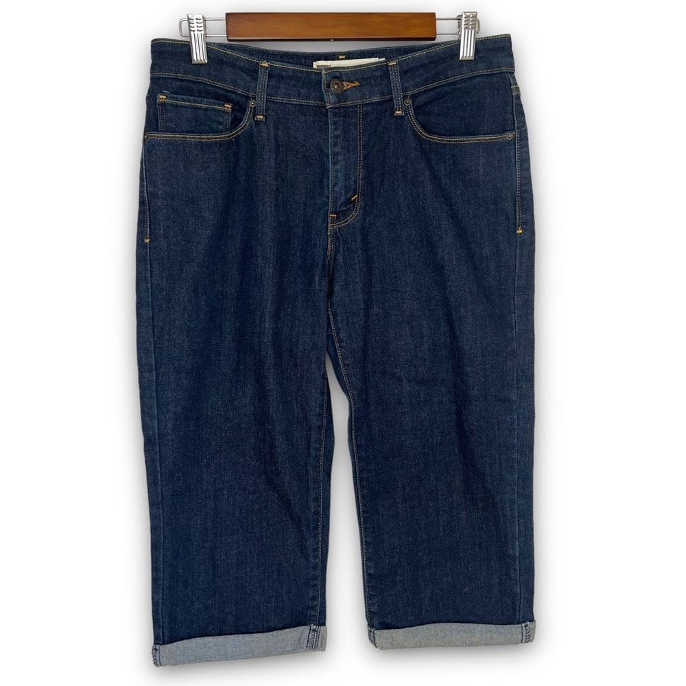 Levi's Women's Dark Wash Mid Rise‎ Classic Cuffed Cropped Denim Jeans Size 8